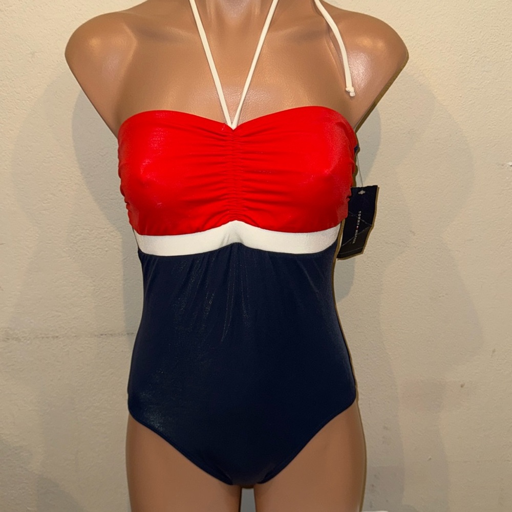 New Tommy Hilfiger one piece bandeau swimsuit size 6